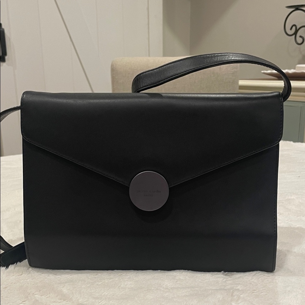 Pierre Cardin Black Leather Shoulder Bag